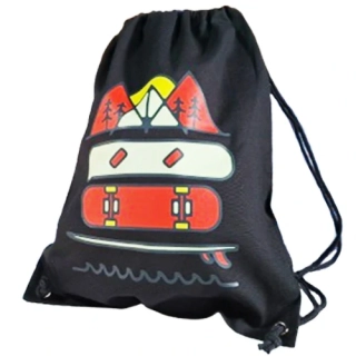 Černý vak na záda s potiskem Skate a Surf