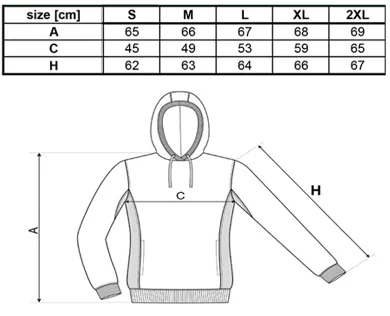 Rozměry mikiny Pulzar