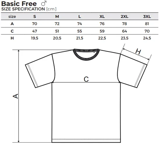 Rozměry trička s banánem.